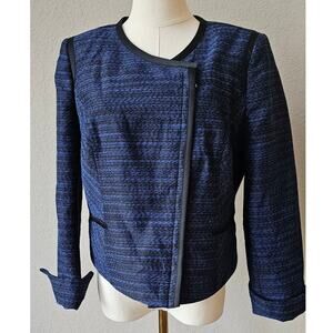 Mary Kay By Twinhill Full Zip Blazer Jacket Blue/Black Womens Petite Size 8P
